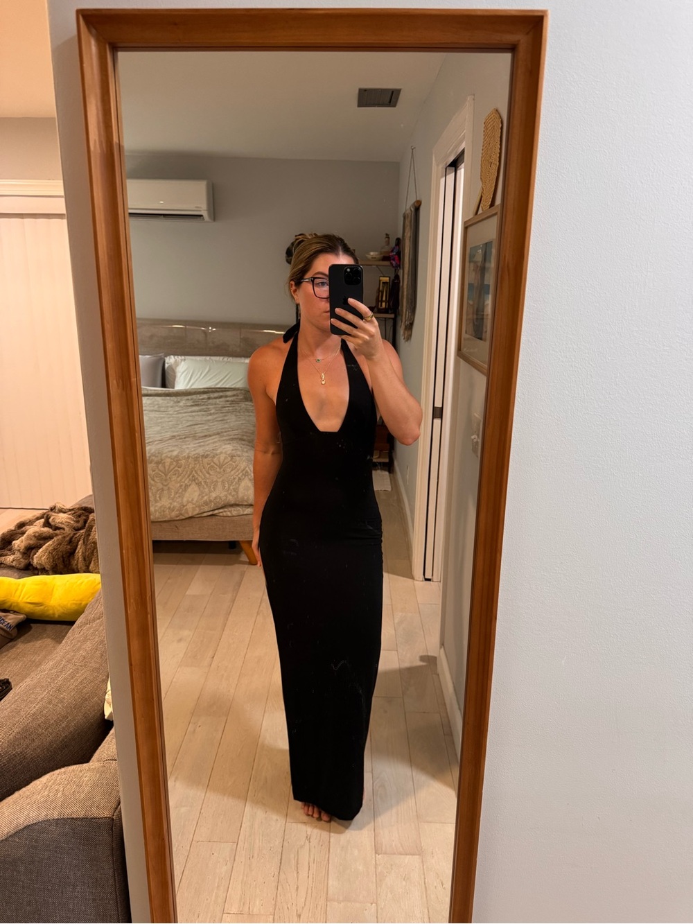 Oh Polly Black Halter Neck Maxi Dress